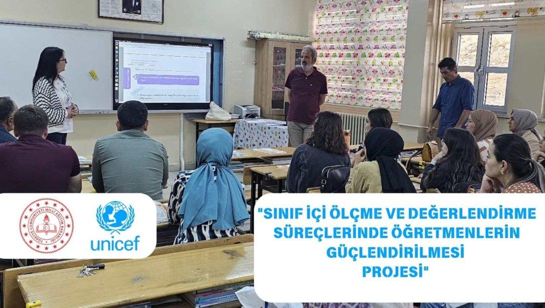 UNICEF TARAFINDAN 5 İLDE UYGULANAN '' SINIF İÇİ ÖLÇME DEĞERLENDİRME  SÜREÇLERİNDE ÖĞRETMENLERİN GÜÇLENDİRİLMESİ PROJESİ'' İLİMİZDE UYGULANDI.