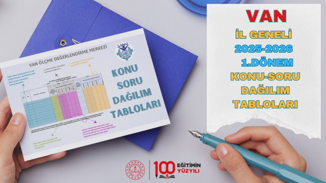 VAN İLİ 2025-2026 EĞİTİM ÖĞRETİM YILI 1. DÖNEM KONU-SORU DAĞILIM TABLOLARI YAYIMLANDI.